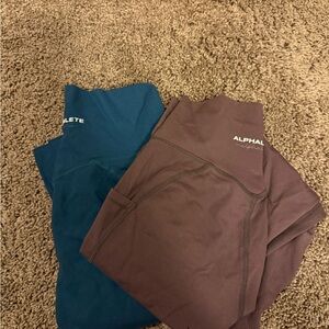 Alphalete Leggings Blue and Brown High Waist